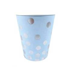 VASO CELESTE DOTS PLATEADO x6