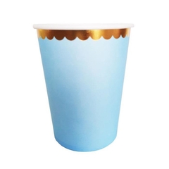 VASO CELESTE PASTEL BORDE ONDITAS x6