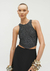 Blusa Halter Neck Cropped Em Malha Brilho