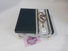 Caixa de mdf pintada e decorada com tecido com aplique de terço de Nossa Senhora - cod 6972
