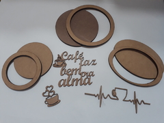 Quadro moldura kit com frase e aplique Tema Café de mdf corte a laser - cod 60958 - Artesanato Mania