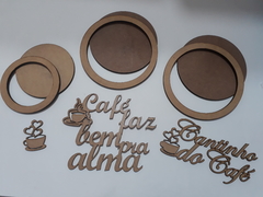 Quadro moldura kit com frase e aplique Tema Café de mdf corte a laser - cod 60154 - comprar online