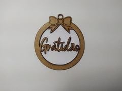 Bola de Natal palavras de otimismo de MDF recorte a laser 7,5cm - cod 9166 - comprar online