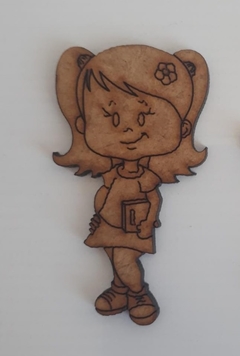 Menina estudante de MDF recorte a laser 6cm - cod 9204