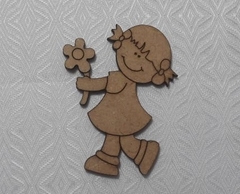 Menina com flor de MDF recorte a laser 6cm - cod 9217