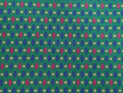 Retalho de Tecido Tricoline Estampado fundo verde bolinhas rosa azul pink e bege 50x50cm - cod 7891