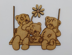 Família urso de MDF recorte a laser 10cm - cod 9147