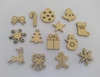 Kit com 14 miniaturas de Natal 2cm de MDF em dourado - cod