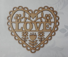 Coração de MDF corte a laser Love vazado 15cm - cod 9229 - comprar online