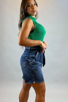 Shorts jeans clochard barra desfiada - Sandra Z - Moda Feminina Acessível