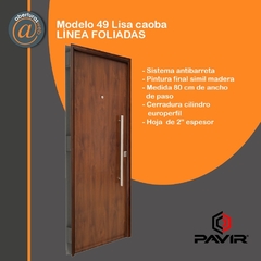Puerta Pavir SEGURIDAD Mod 49 Caoba 0,80 Pintura Final Antibarreta Hoja 2"