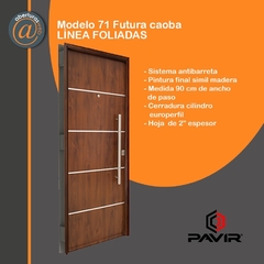 Puerta Pavir SEGURIDAD Mod 71 futura Caoba 0,90 Pintura Final Antibarreta Hoja 2"