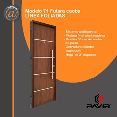 Puerta Pavir 0,80 SEGURIDAD Mod 71 futura Caoba Pintura Final Antibarreta Hoja 2"