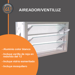 Aireador / Ventiluz Aluminio blanco 80 x 26