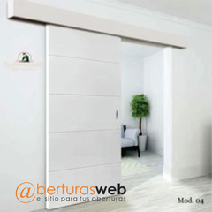 Puerta Granero MADISON en MDF para pintar 70/80/90 x 2,00 con buñas herraje Oculto