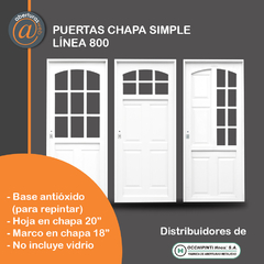Puerta Chapa Simple REFORZADA occhipinti LINEA 800 MARCO CHAPA 18
