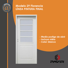 Puerta Pavir 29 florencia con vidrio Pintura Final de 0,80 - comprar online