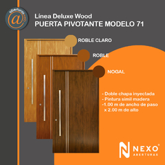 Puerta PIVOTANTE MODELO P71 Apliques Simil madera 1,15 x 2,05 NEXO - comprar online