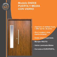 Puerta residencial de nexo MODELO 008 simil madera con vidrio de 1,20 x 2,00 - comprar online