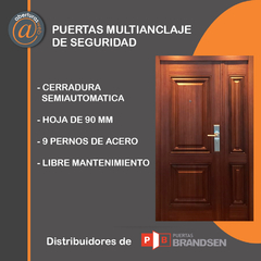 Puerta Blindada Residencial Multianclaje Modelo URUGUAY Hoja 70mm 1,20 X 2,00