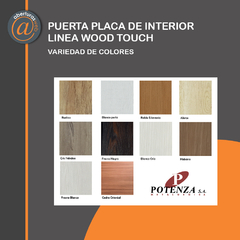 Puerta Placa WOOD TOUCH POTENZA Foliado PVC lista para colocar 0,70 x 10 x 2,20 Contramarcos Regulables - comprar online
