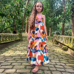 Vestido Longo Azeitona Kids - Mariposa
