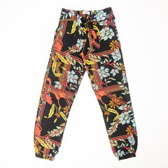 Calça Comprida Floral - Fundo Preto Azeitona Kids na internet