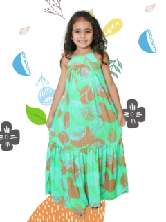 Vestido Longo Azeitona Kids - Folhagem Verde