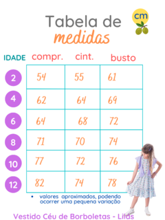 Vestido Céu de Borboleta com lilás Azeitona Kids na internet