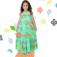 Vestido Longo Azeitona Kids - Folhagem Verde - loja online