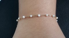 Pulseira Perolas Naturais 3mm em Ouro 18k (13 cm) - comprar online