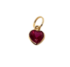 Pingente Coração Pedra Vermelha Ouro 18k (8mm) - comprar online