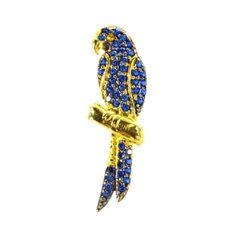 Pingente Arara Azul Crevejada em Ouro 18k 750