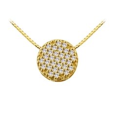 Pingente Pastilha Cravejada em Ouro 18k 750