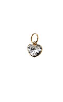 Pingente Coração Pedra Branca Ouro 18k (11mm)