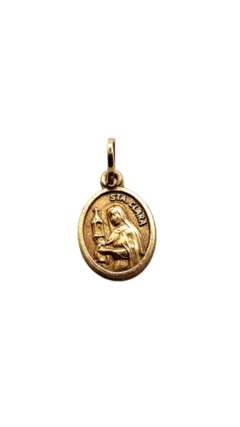 Pingente Medalha Santa Clara Ouro 18k (16mm)