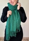 Pashmina lisa com toque de lã verde