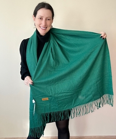 Pashmina lisa com toque de lã verde - comprar online