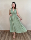 Vestido midi em crepe tamanho único verde pistache Moniê