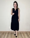 Vestido midi preto com cinto Julie