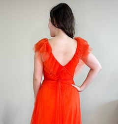 Vestido longo de tule laranja Raquel - Moniê