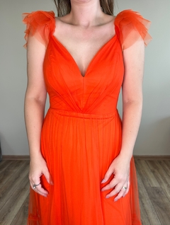 Vestido longo de tule laranja Raquel na internet