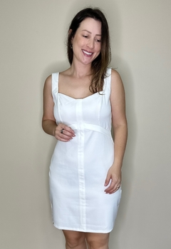 Vestido reto tubinho branco Aline