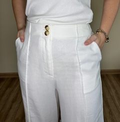 Calça pantalona com linho off white Isis - comprar online
