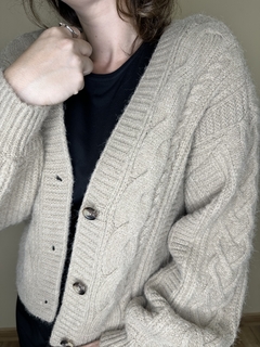 CARDIGAN de tricot com textura marrom MABEL - comprar online