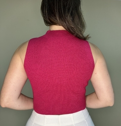 Regata de tricot canelado rosa Bruna - comprar online