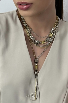 Maxi colar Ales - Bijuteria fina com mix de corrente prata e dourada