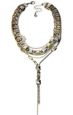Maxi colar Ales - Bijuteria fina com mix de corrente prata e dourada - comprar online