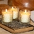 TRIO DE VELAS COM VIDRO DECORADO