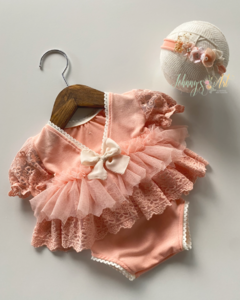 Conj. Vestido Peach Newborn